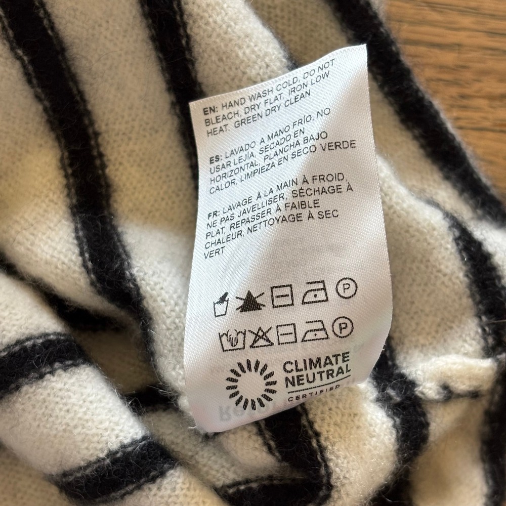 Reformation Cashmere Striped Sweater Small Cream Black Crewneck Long Sleeve - Picture 7 of 8